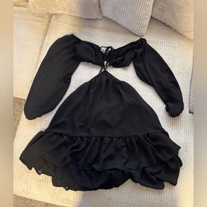 Princess Polly Black Long Sleeve Bandeau Tie Dress